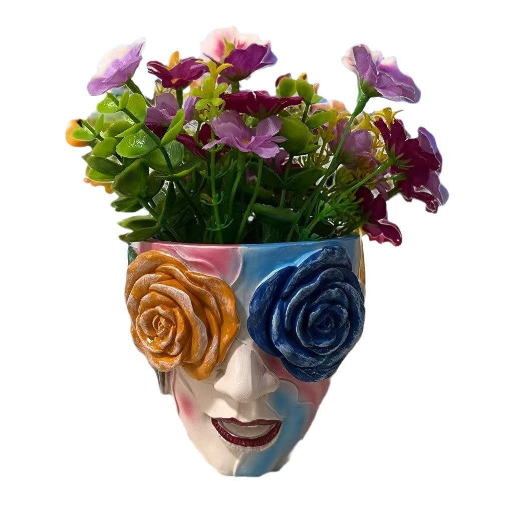 Creative Hand Painting Rose Flowerpot Garden Decoration