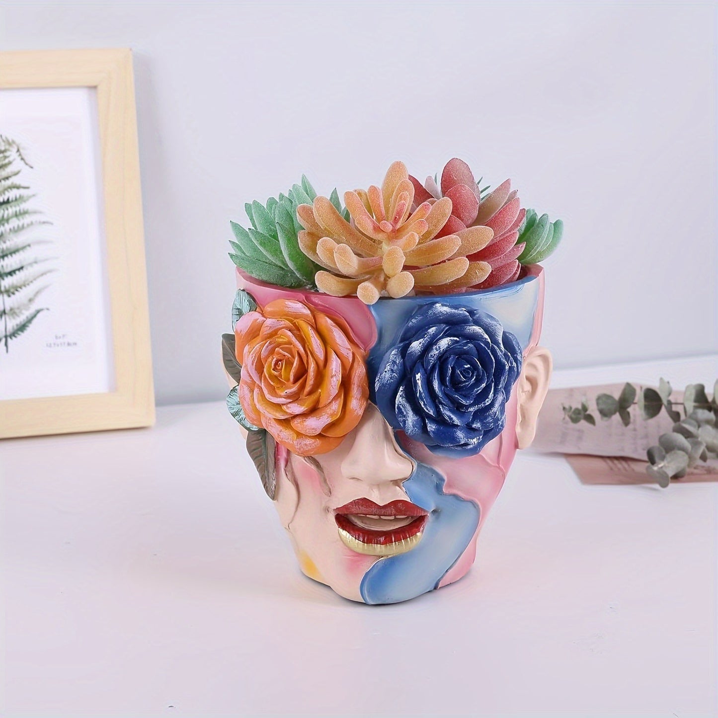 Creative Hand Painting Rose Flowerpot Garden Decoration