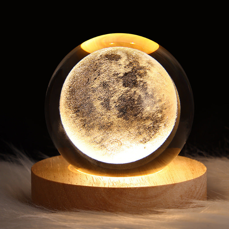 Luminous Starry Sky And Planets Moon Moon Crystal Ball Small Night Lamp Projection Ambience Light Creative Gift New Strange Gift